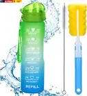 32Oz Water Bottle with Straw,Drink Bottle with Time Marking Leakproof BPA Free,E