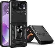 [ESTH] Case for Motorola Razr 40 with Slide Camera Cover [Camera Protection] [Ring Stand] [Case Compatible with Magnetic Car Mount] Shockproof Mobile Phone Case, Black