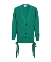 MSGM Logo Patch Knitted Cardigan Green