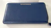 Emporio Armani Cervo Blue/Black Leather Unisex Zip saround Wallet, Y3H171 8AHOC