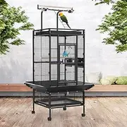 Advwin Bird Cage 153cm, Large Parrot Bird Cages Playtop with 2 Perches, Stand-Alone Aviary for Budgie Conure Lovebird with Removable Tray, Black
