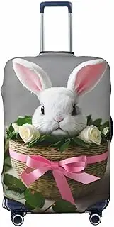 [CADREWY] Bunny Rosette Print Travel Suitcase Cover Luggage Protector with Elastic Anti Scratch for Carry On, Black, Medium