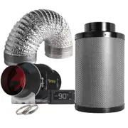 GROZY 6"/150mm Inline Fan with Touch Screen THC Carbon Filter Ducting Ventilation Kit