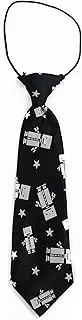 [Tie Store Australia] Kids Boys Black & White Patterned Elastic Neck Tie - Robot Black and White
