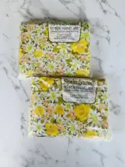 NOS 70s Springmaid Marvelaire VTG Full Double Sheet Set Summer Floral Yellow
