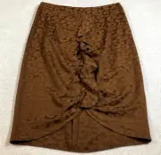 Zara Basic Womens Skirt Sz L Brown Ruffle Animal Print Back Zip NWT