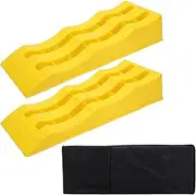 2PCS Automotive Leveling Ramp, RV Leveling Ramp 7716lbs Capacity 40mm/70mm/100mm Height Use for Travel Trailer Rv Truck Black (Yellow)