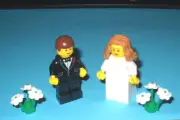 NEW LEGO WEDDING LT BROWN HAIR BRIDE AND BROWN HAIR GROOM IN BLACK TUX