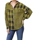 Umgee plaid & checkered button up top in Yellow