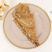 20" x 20" GOLD Tulle Net Fabric NAPKIN Wavy Embroidered Sequins Party Events