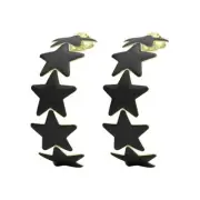 Sheila Fajl Aaron Star Gold Plated Hoops in Black Resin NEW