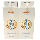 Native DUNKIN 2 Pack Vanilla Sprinkle Body Wash Limited Edition 18 Fl oz ea