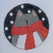 Let it Snow Kitty Christmas Ornament Hand Painted Needlepoint Canvas