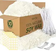 [FUHITIM] Soy Candle Wax for Candle Making 10 lbs Bag, Premium Natural Soy Wax Flakes, No additives and Pure, 100 Cotton Candle Wicks, 100 Wick Stickers, & 2 Centering Devices