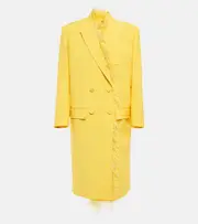 [Valentino] Valentino Feather-trimmed virgin wool coat AU 8 yellow