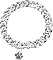 LuxLife Dog Chain Collars Stainless Steel Dog Collar 19mm Cuban Link Dog Collar Metal Dog Chain with Snap Buckle Dog tag for Puppy Small Medium Large Dogs(18")