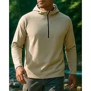 Men's Hoodie Polo Sweatshirt Hiking top Long Sleeve Hoodie Tee Tshirt Top Outdoor Quick Dry Lightweight Breathable Quarter-Zip Polyester Black White Royal Blue