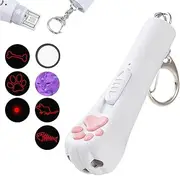 Cat Laser Toy, LED Pointer Interactive Toys Indoor Cats Dogs Laser, Long Range 5 Modes Laser Projection Playpen USB Rechargeable for Kitten Outdoor Pet Chasing Exercise (White)