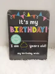 It's My Birthday Reversible Chalk Board Message Sign/Plaque Factory Sealed!