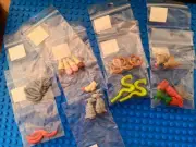 LEGO MINIFIG ACCESSORIES - HARD TO FIND - RANDOM FOOD AND ANIMALS - 9 BAGS