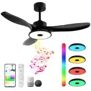 Smart Wifi Flush Mount Ceiling Fan With Lights,Bluetooth Ceiling Fan with Spe...