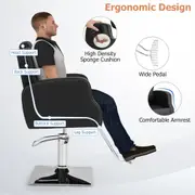 Costway Swivel Barber Chair Stool Hydraulic Salon Armchair w/Footrest Hairdressing