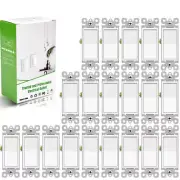 Paddle Rocker Light Switch 3 Way 15A 120/277V Grounding On Off Interrupter 20PCS