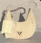 Valentino Orlando Studded Vegan Leather in Bone Hobo Shoulder Bag + Wallet NWT!