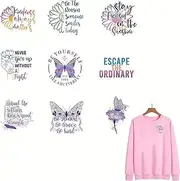 9pcs Sunflower Letter Iron On Transfers for T-Shirts Rub on Transfers Stickers Vinyl Ready to Press Stickers Iron on Decals for T-Shirts Clothing Hoodie DIY Crafts