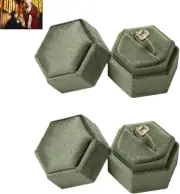 Set of 2 Velvet Jewelry Ring Box,Vintage Premium Jewelry Display Holder Gift Box
