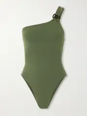 [Matteau] Matteau - Ring One-shoulder Embellished Recycled-crepe Swimsuit - Green - 1 1 Green