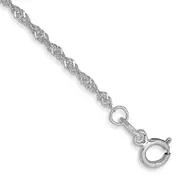 14K White Gold 10 Inch 1.4mm Singapore With Spring Ring Clasp Anklet