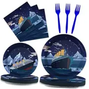 96 Pcs Nautical Party Paper Plate and Napkins Cruise Ship Classic Titanic