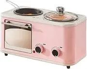 Multifunction 3-in-1 Electric Breakfast Machine, Toaster Oven Griddle Electric Bread Grillwith Timer Compact Design Griddle Removable Crumb Tray (Color : Pink)
