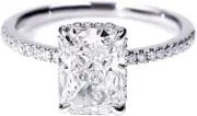 3.00Ct Emerald Cut Real Moissanite Engagement Wedding Ring 14k White Gold Plated