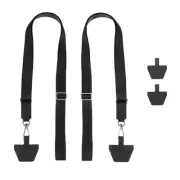 2Pcs Smart Phone Lanyard with 4 Patches, Black (55-30cm)