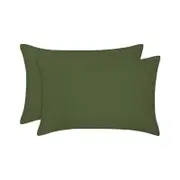 Vintage Design French Linen Olive Standard Pillowcases Set of 2