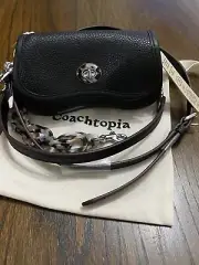 Coachtopia Micro Wavy Dinky Bag Black Leather Tortoiseshell Handle Strap