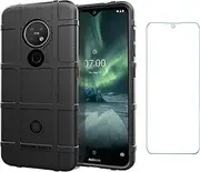 [Asuwish] Phone Case for Nokia 6.2/7.2 with Tempered Glass Screen Protector Cover and Slim Thin Hard Mobile Film Rugged TPU Protection Cell Accessories Protective Nokia6.2 Nokia7.2 Women Men Black