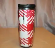 STARBUCKS 12 oz Red White Plaid Tumbler Cup To Go Clear Plastic 2016 NEW Unused
