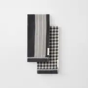 Sheridan Este Tea Towel Set in Carbon/Grey Size: 2 Pack Material: Cotton @Sheridan Rewards