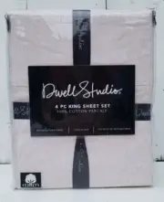 Dwell Studio KING 4 Pc Sheet Set SOFT PINK Petals 100% Cotton Percale NEW
