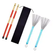 1 paar Drum Brushes And Drum Sticks Rods With Storage Bag