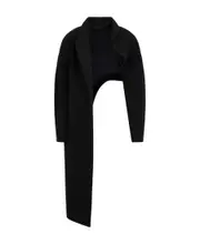 Alaïa Open Front Asymmetric Hem Coat FR38 Black