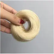 Chignon Hair Buns Ponytail Hair Piece Real Human Hair Extensions Elegant Hair Bun Style with Elastic Rubber Band Ponytail(Light Blonde,S)