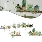 Colorful Playful PVC Wall Decorations Featuring Cats and Plants Design