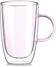 Beer Glasses Clear Beer Mugs Glass for Coffee Glass Double Wall Insulated Beer Glasses with Big Handle Beer Cup for Juice and Bar Decor Durable
