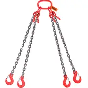 Chain Sling, 4990 kg Weight Capacity, 7.9 mm x 1.5 m G80 Lifting Chain with Grab Hooks, DOT Certified, Blackening Coating Manganese Steel & Adjustable Length, for Dock Factory Construction