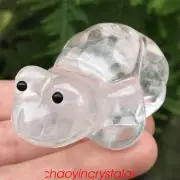 0.19LB Natural Clear quartz Frog Skull Quartz Crystal Carved Decor Reiki XK935