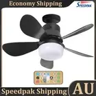 30W Ceiling Fan Light 3 Speeds LED Bulb Ceiling Fan (Black Small Remote) AU